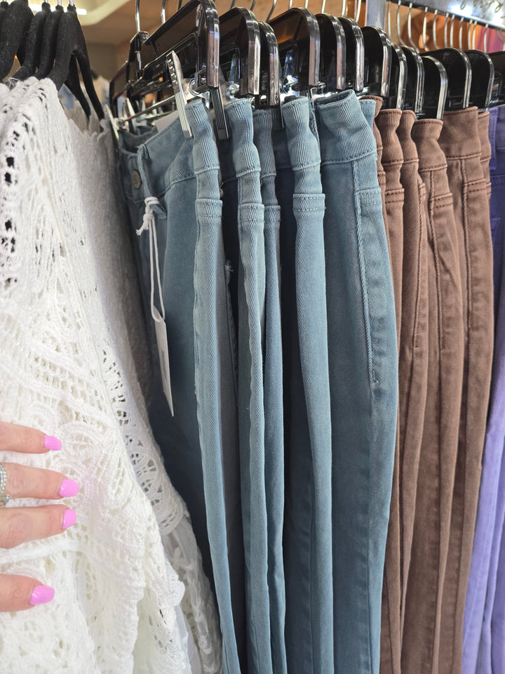 Zen Frayed Cutoff Straight Wide Pants