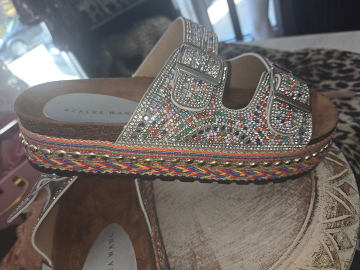 Multi color rhinestone platforms