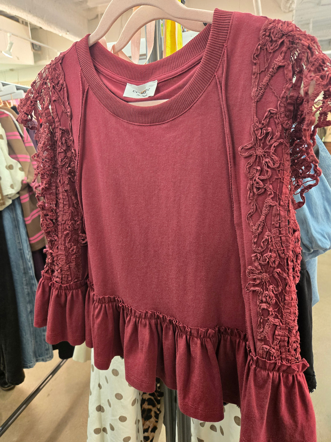 Soft washed lace decorated sleeveless top