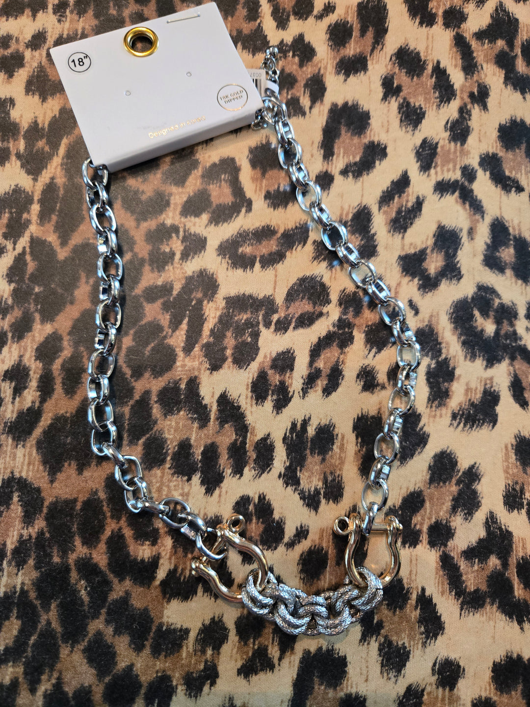 Silver and gold large link necklace
