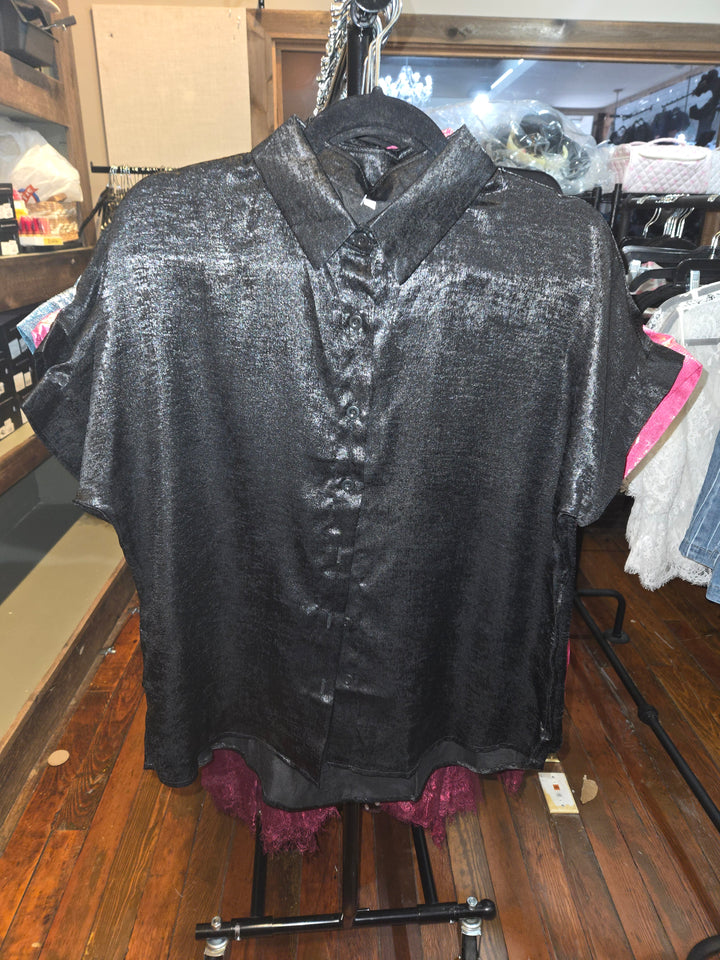 Button up metallic collared dress shirts