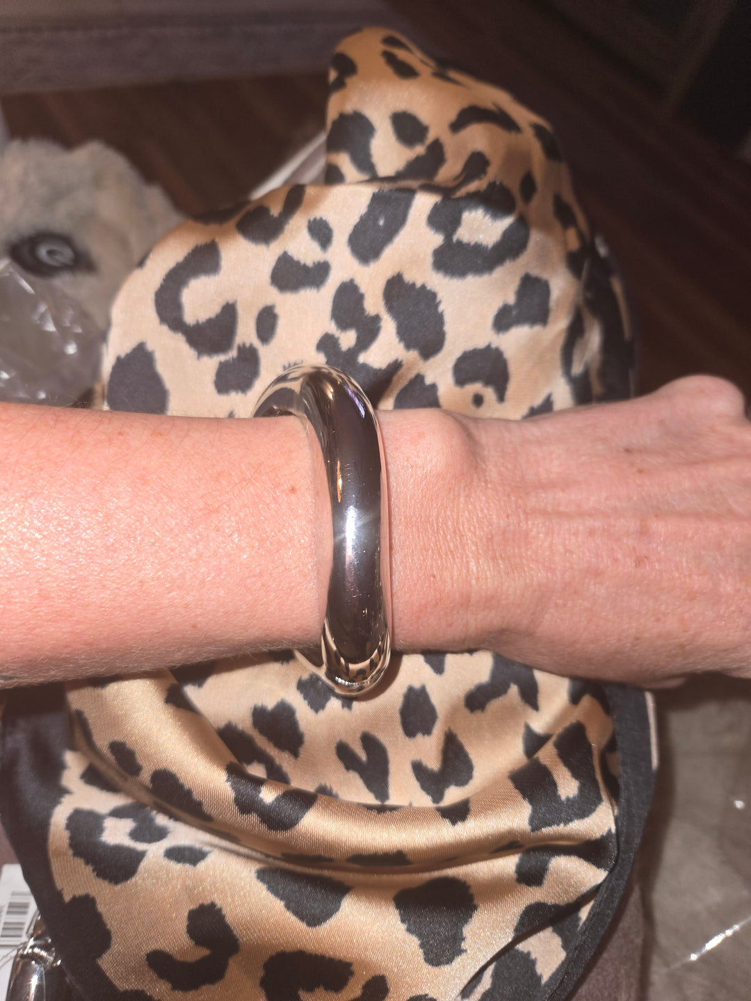 Silver skinny bangle curved