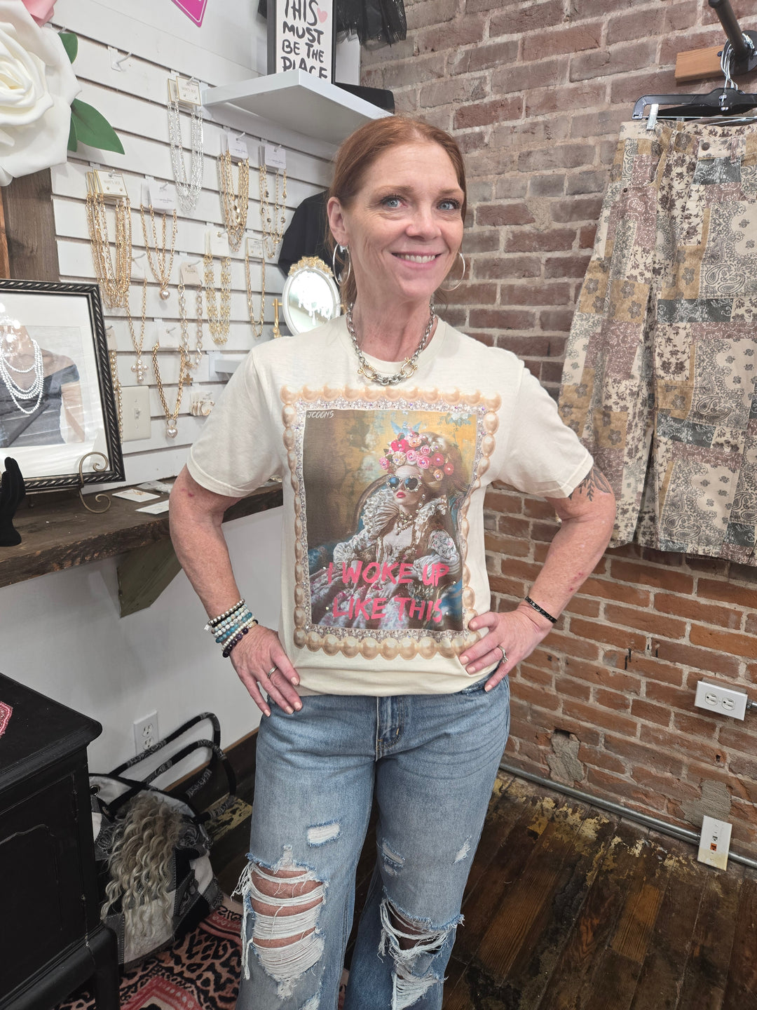 "I woke up Like this" rhinestone t-shirt