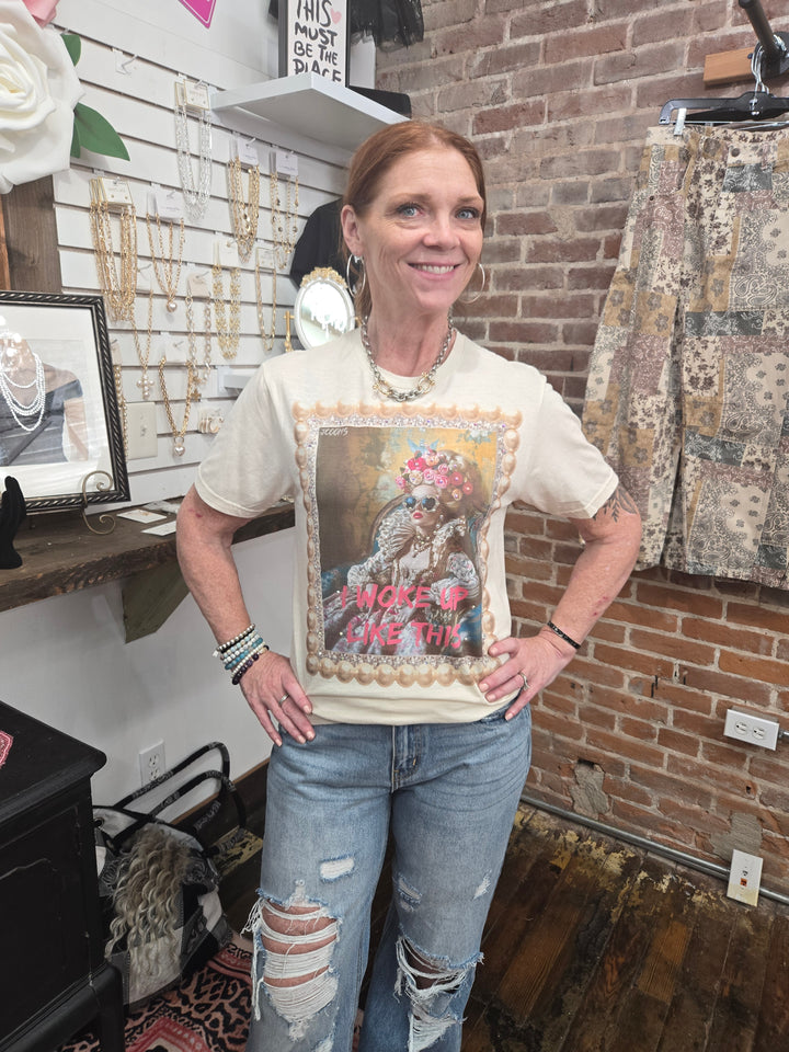 "I woke up Like this" rhinestone t-shirt