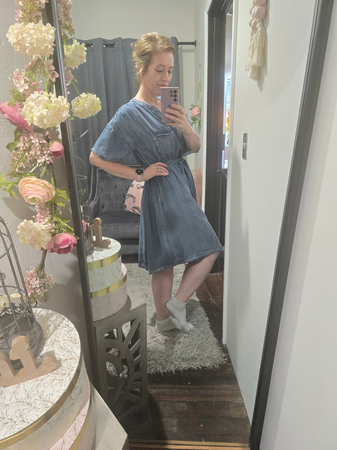 Tie Denim Tencel Dress