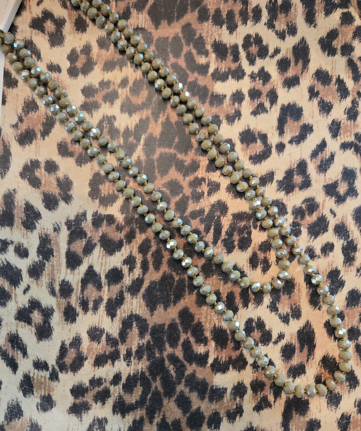 Cream/ gold beaded long necklace