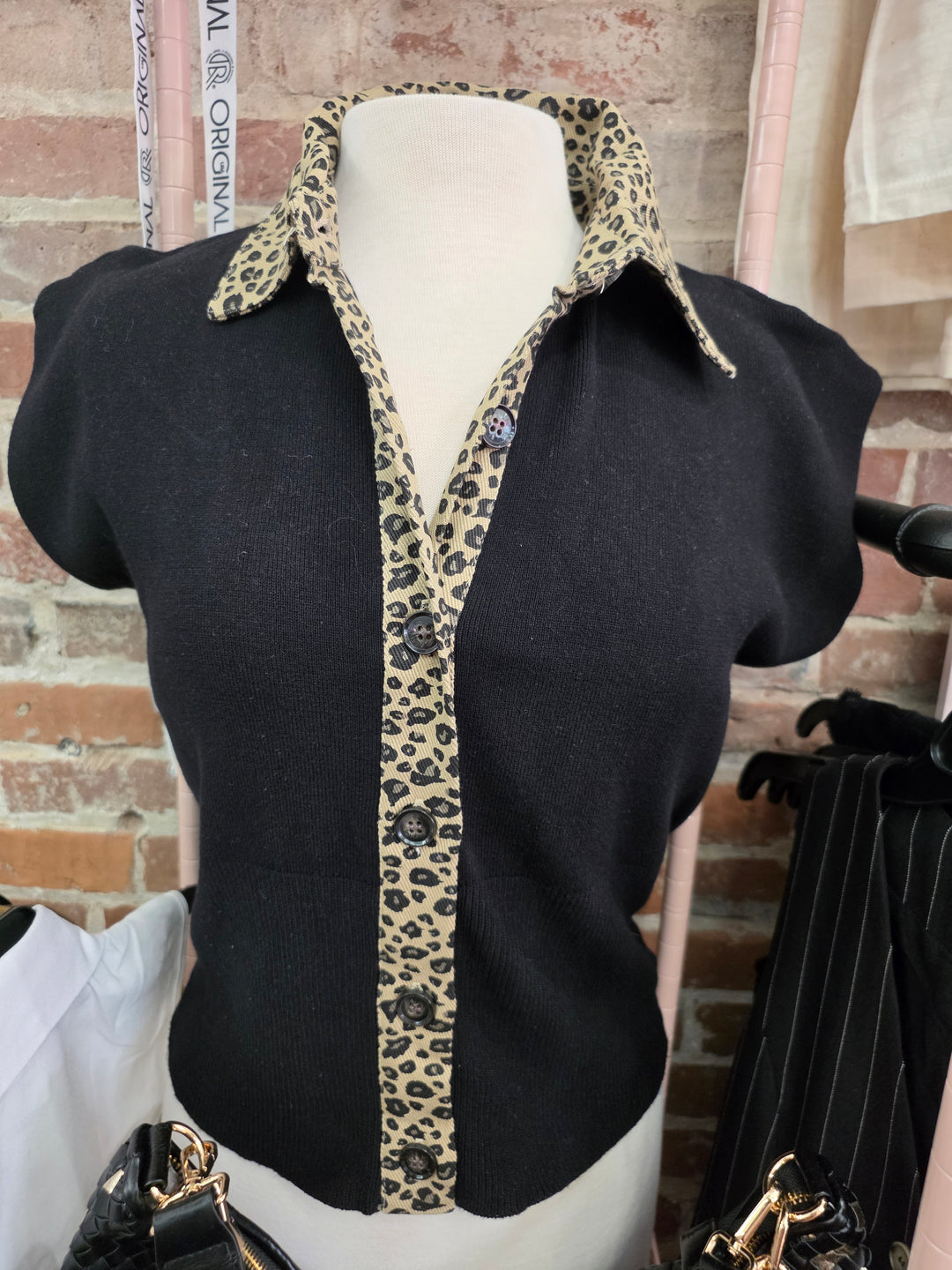 Leopard collar sweater