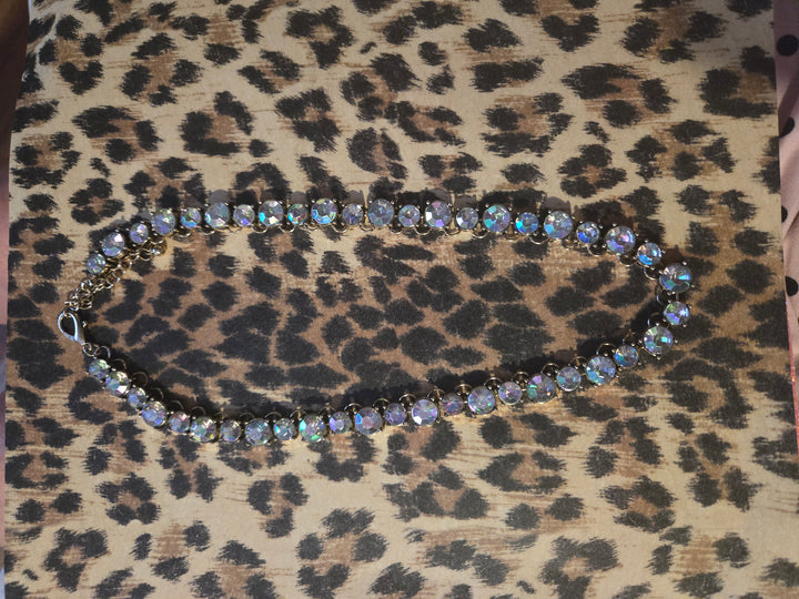 Gold multicolor rhinestone necklace