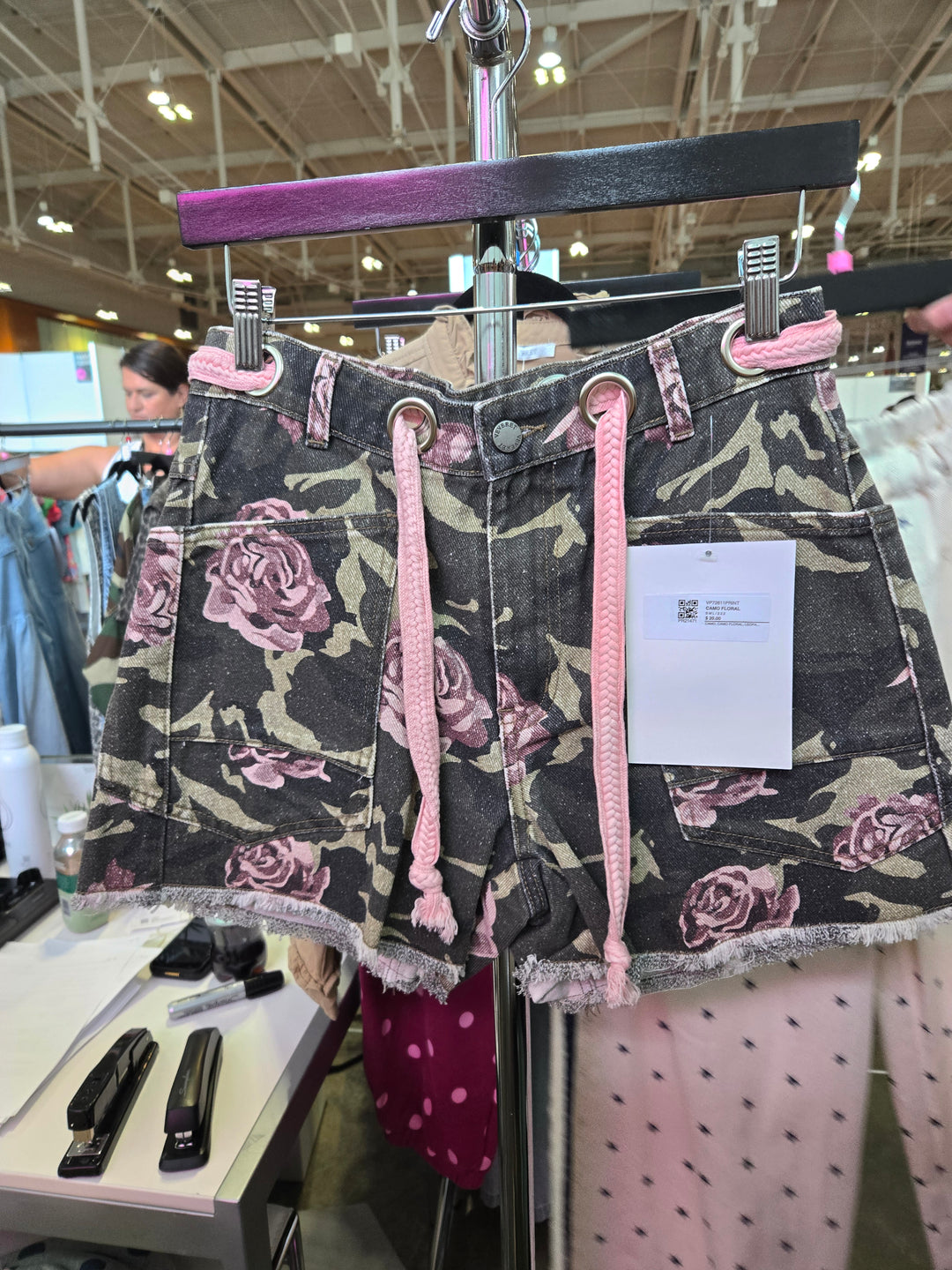 Rose Printed Rose Denim Shorts
