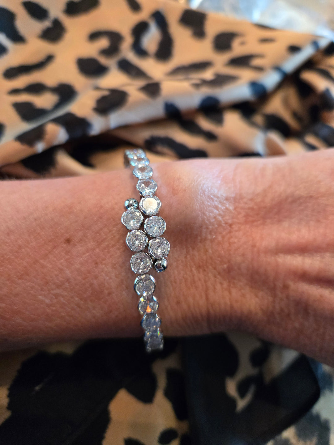 Delicate silver and rhinestone bracelet