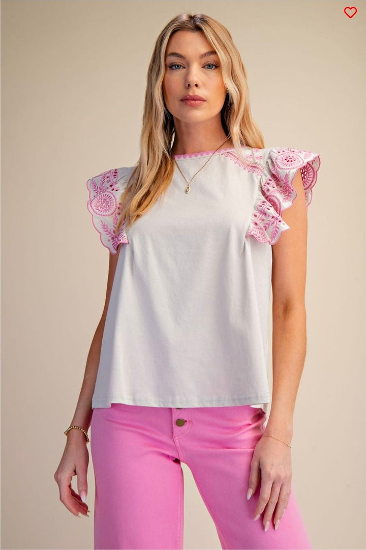 Tasha Embroidered Cap Sleeve Top
