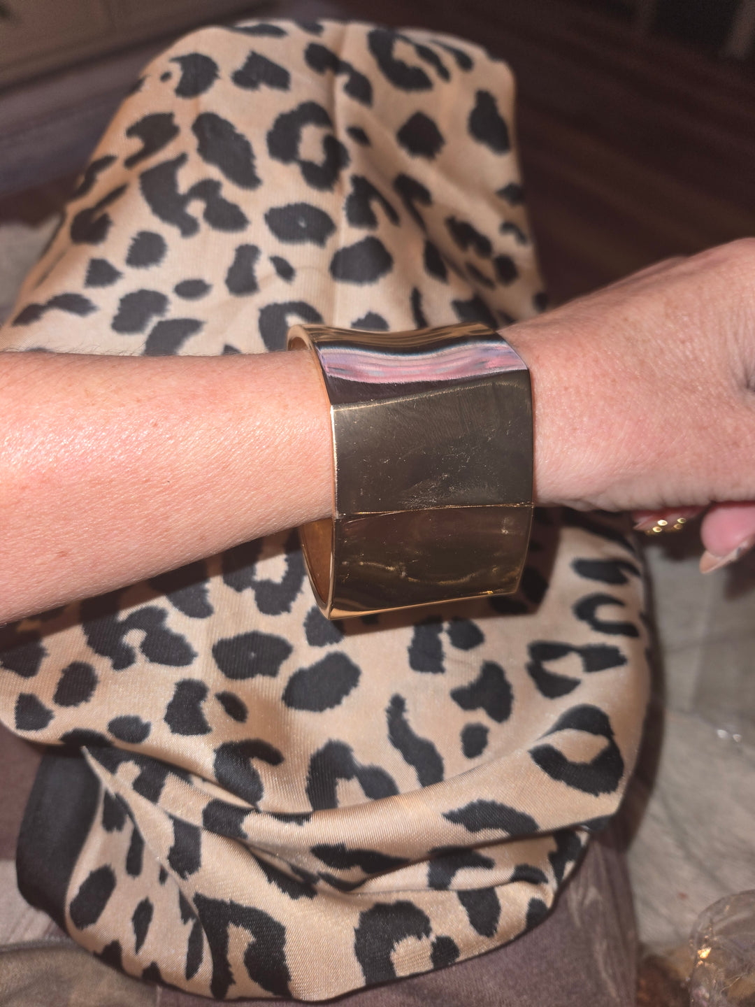 Gold square bangle bracelet smooth