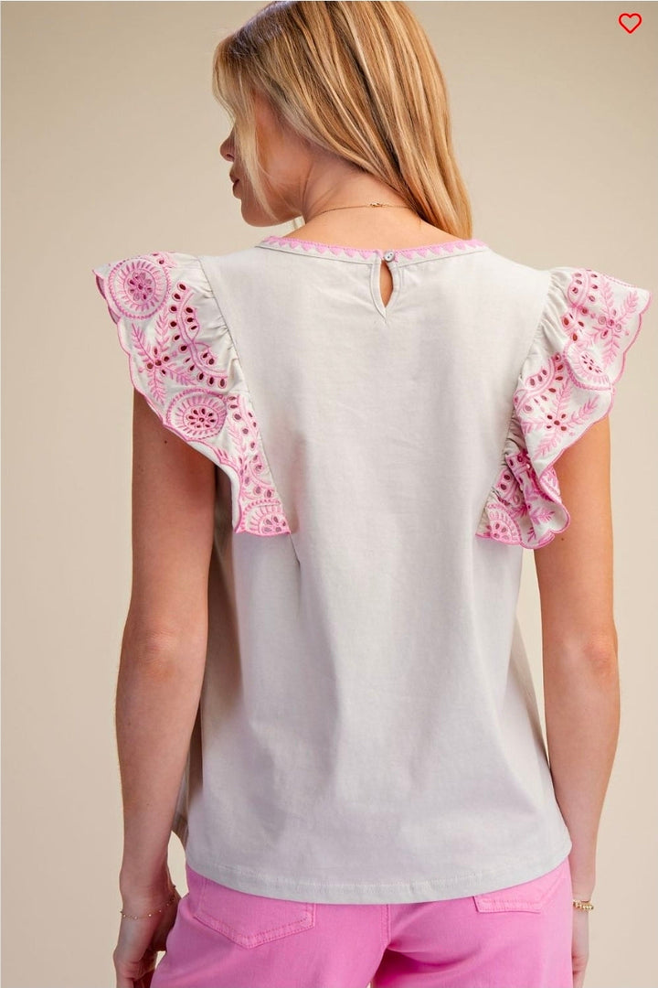 Tasha Embroidered Cap Sleeve Top