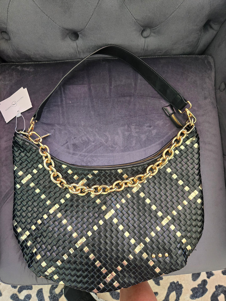 Gold metallic diamond bag