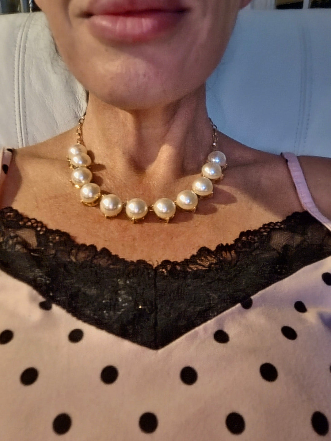 Pearl gold chain necklace