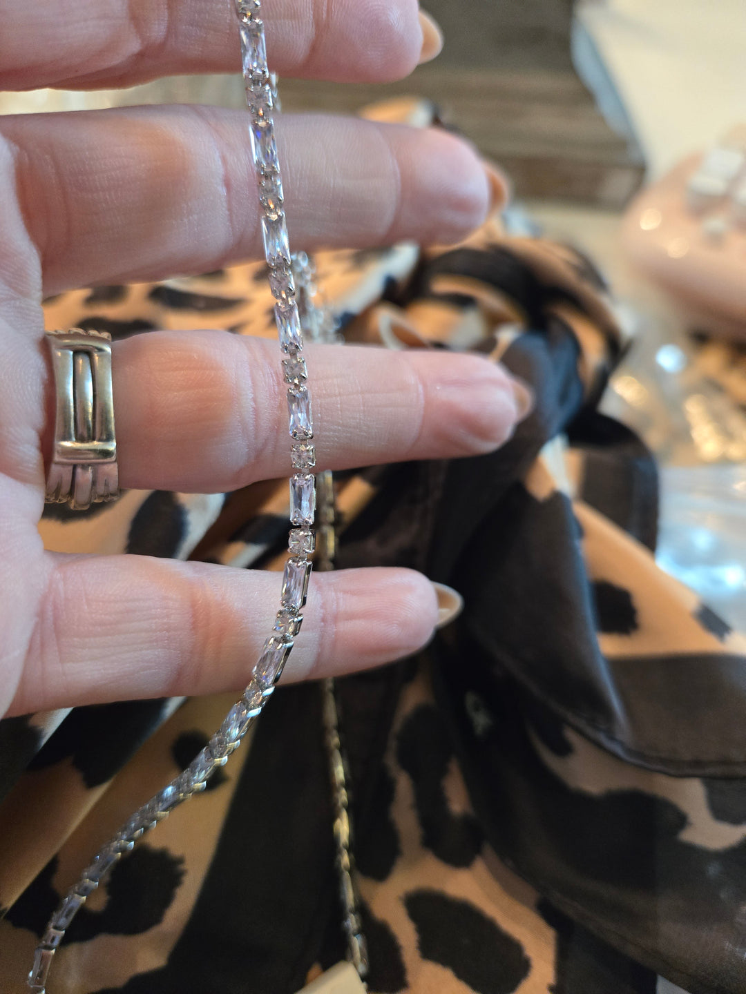 Delicate silver necklace with cubic zirconia