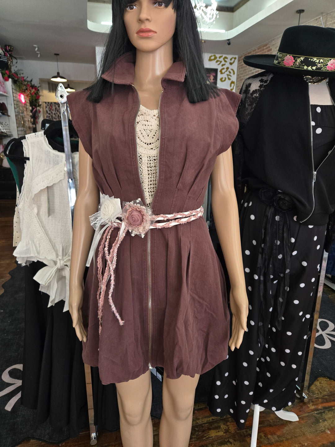 Pleated bubble mini dress