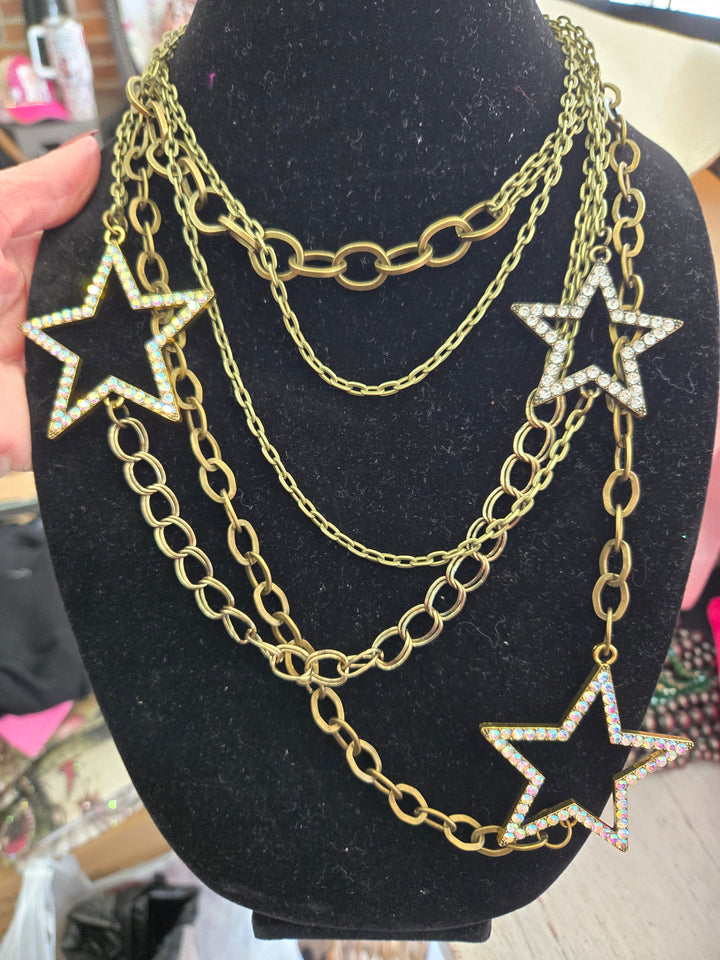 Gold star layered necklace
