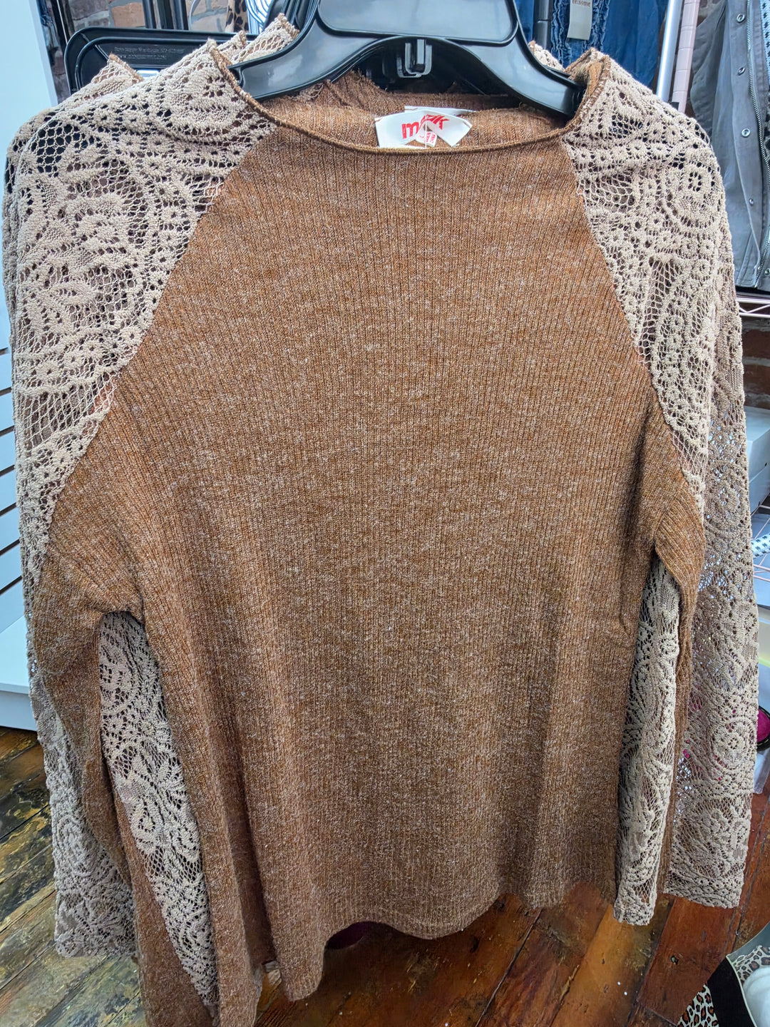 Lace sleeve sweater