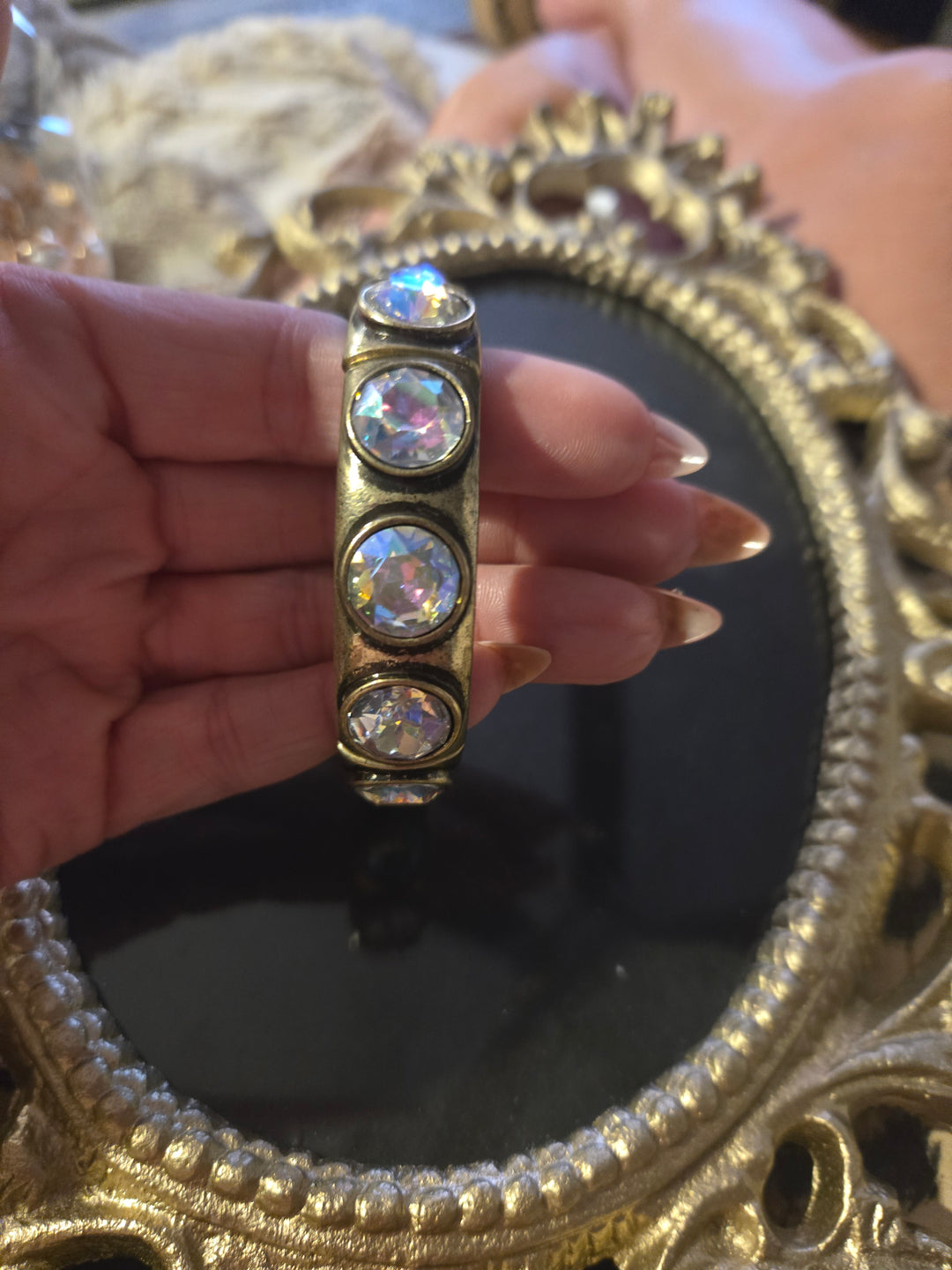Gold stretch rhinestone bracelet