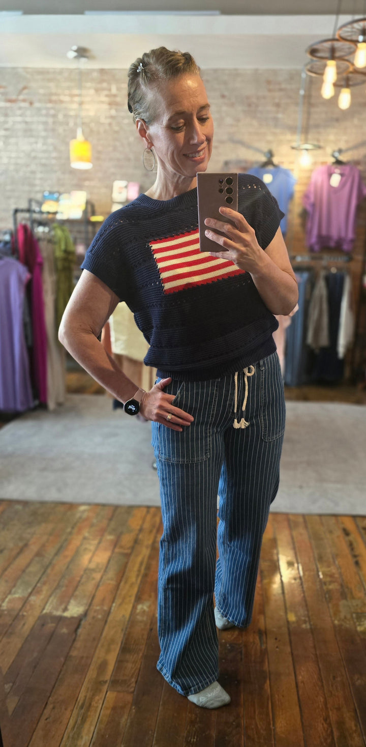 Navy Flag Knit Sweater