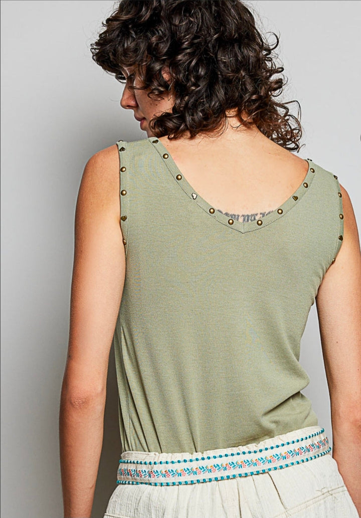 Studded Olive Tank