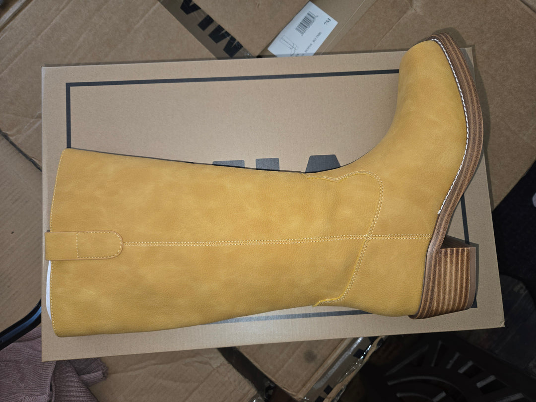 Knee high mustard boots