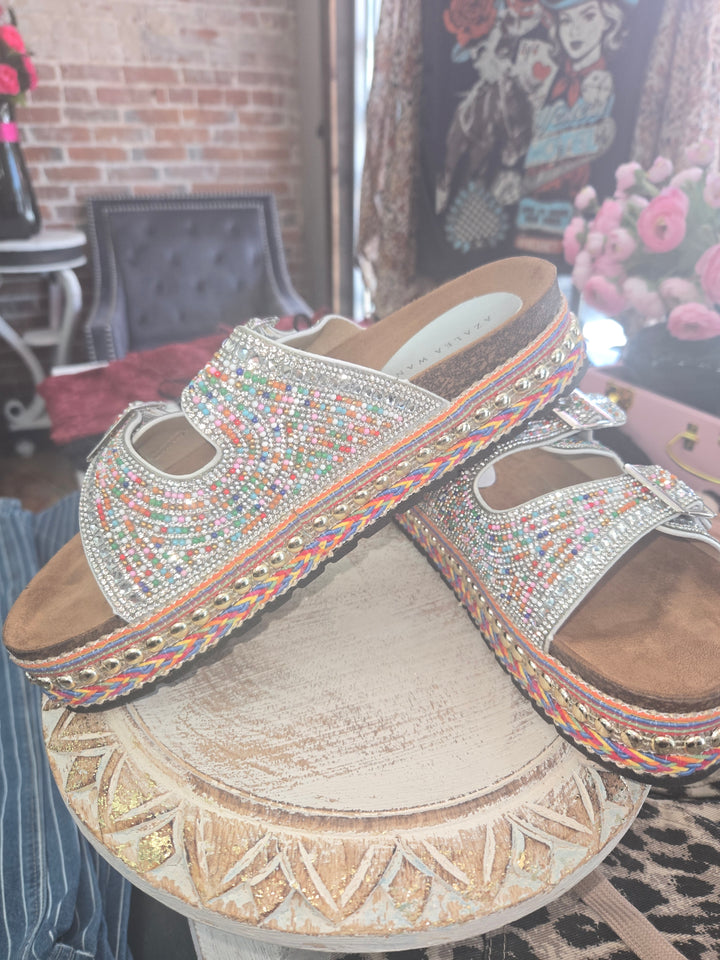 Multi color rhinestone platforms