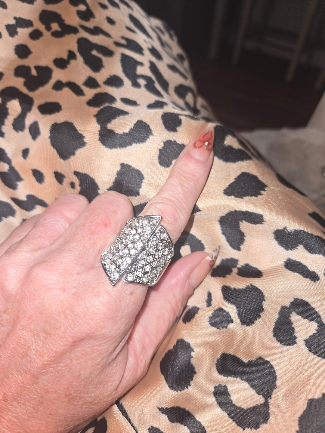Silver rhinestone ring
