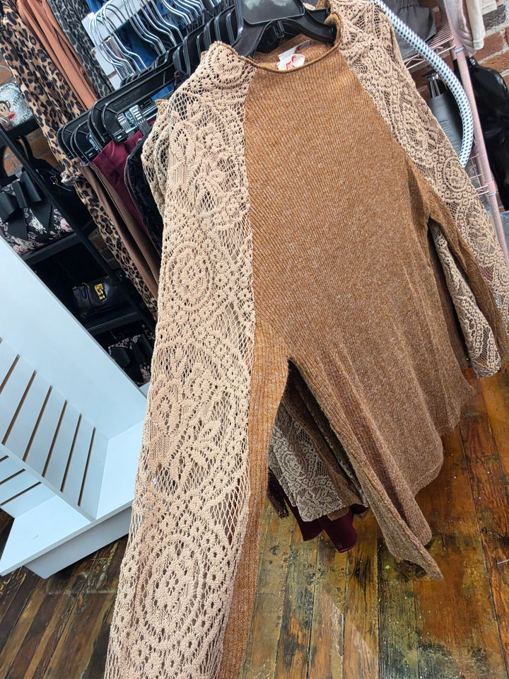 Lace sleeve sweater
