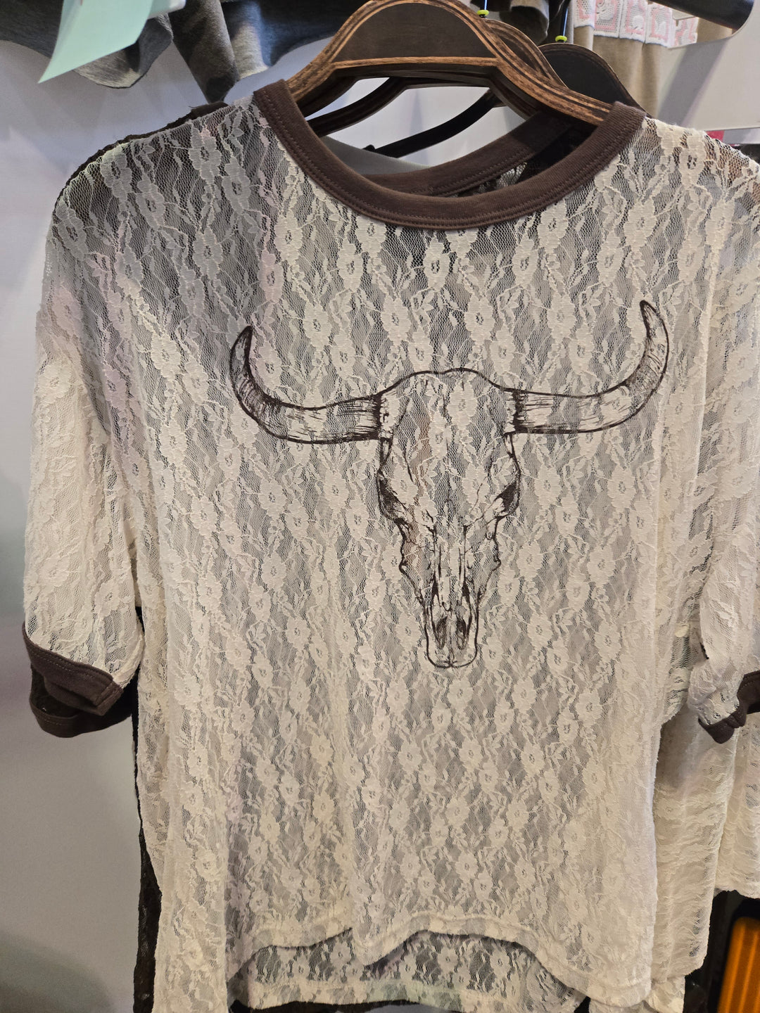 Longhorn Lace Short Sleeve Top